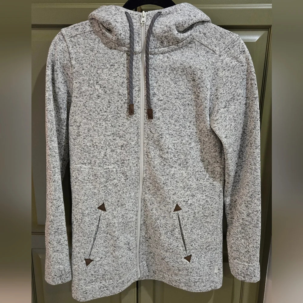 Eddie Bauer zip up jacket with fleece lining and sherpa hood